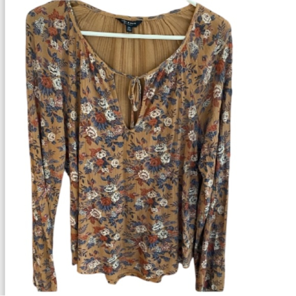 Lucky brand long sleeve floral blouse. Size small. - Picture 1 of 9